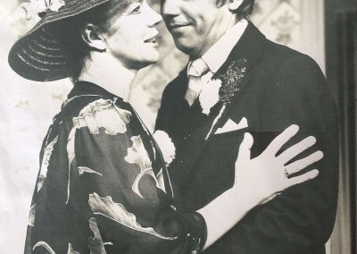 Marjorie Yates and David Roper in THIS JOCKEY DRIVES LATE NIGHTS by Henry Livings, directed by Philip Hedley, 1980