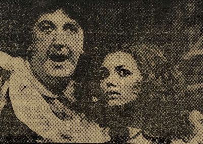 Gorden Kaye and Joanne Whalley in SLEEPING BEAUTY by David Cregan, music by Brian Protheroe, directed by Philip Hedley and Celia Bannerman, 1983