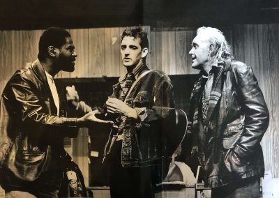 L-R: Tony Armatrading, Steve Edwin and John Halstead in GOIN’ LOCAL by Tunde Ikoli, theme song by Ray Davies, directed by Philip Hedley, 1992