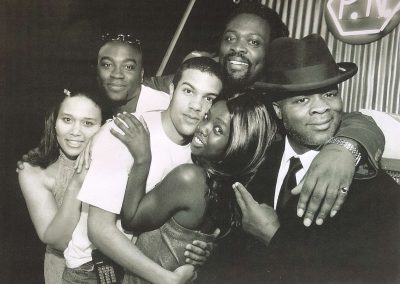 L-R: Amanda Gordon, Nigel Clauzel, O-T Fagbenle, Lorna Brown, Trevor A. Toussaint and Eddie Nestor in ONE DANCE WILL DO by Hope Massiah and Delroy Murray, directed by Kerry Michael, 2001