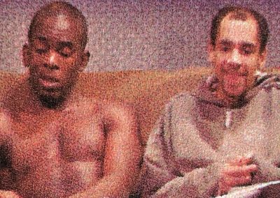 Jimmy Akingbola and Fraser Ayres in THE PEOPLE NEXT DOOR by Henry Adam, directed by Roxana Silbert, 2003