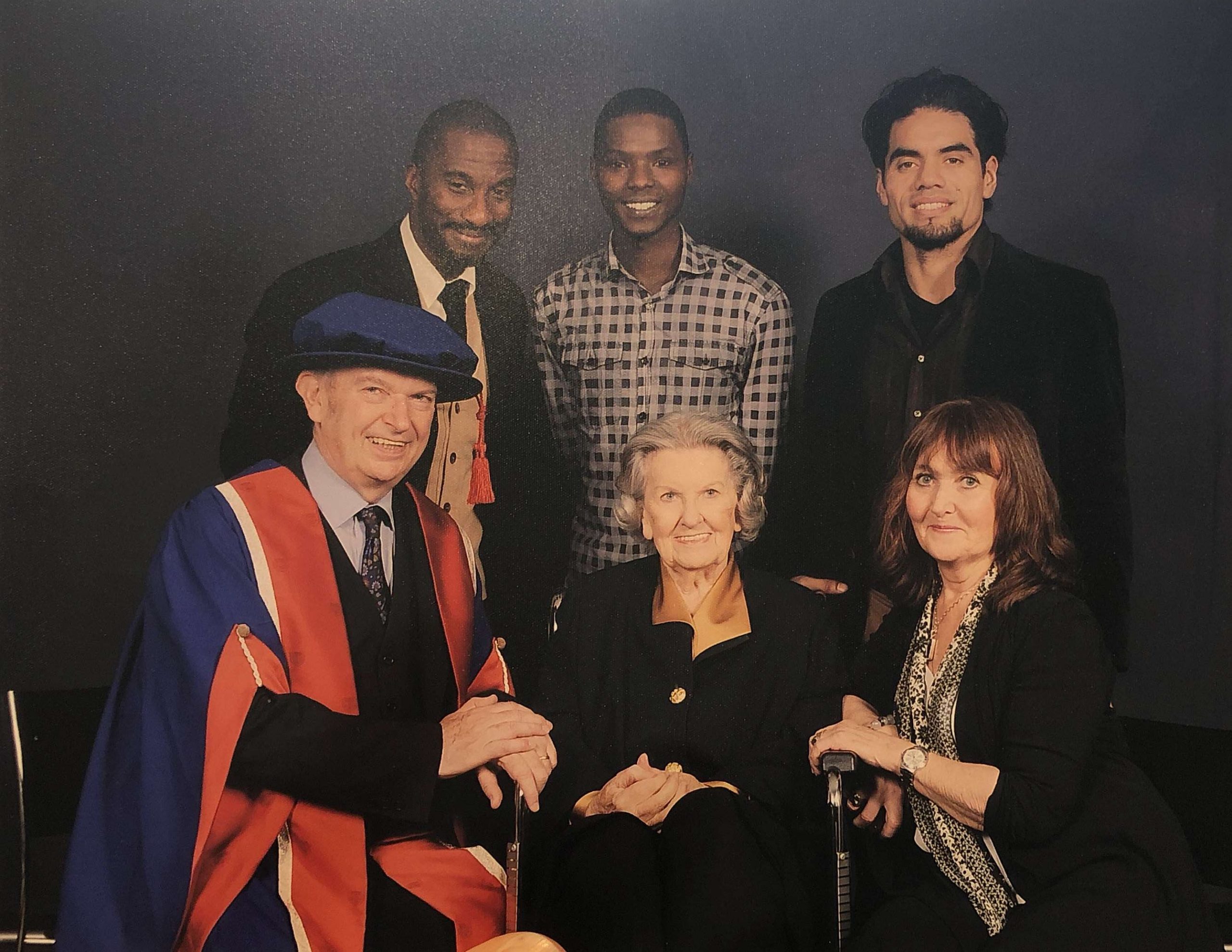 Front row L-R: Philip Hedley, Lois Gould and Yvonne Edgell Back row L-R: Clint Dyer, Fiston Break and Martin Espindola University of East London Honorary Doctorate, 2011